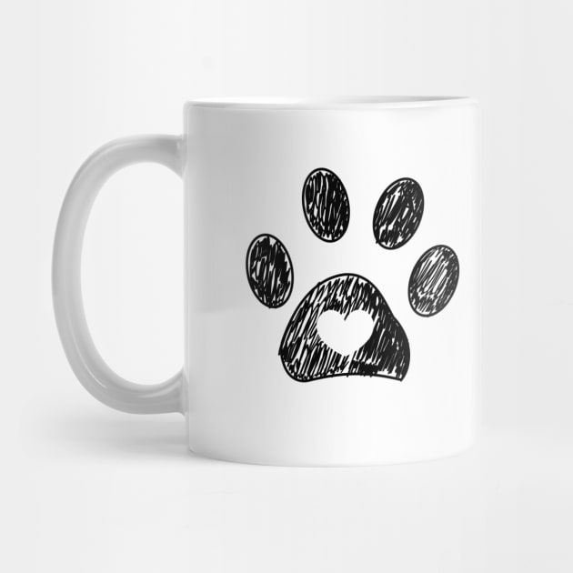 Doodle paw print with heart black by GULSENGUNEL